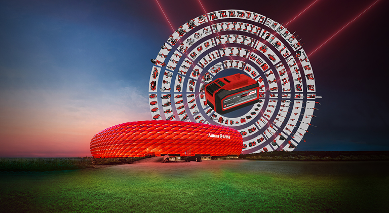 Image of the Allianz Arena and the Power-X-Change circle. 